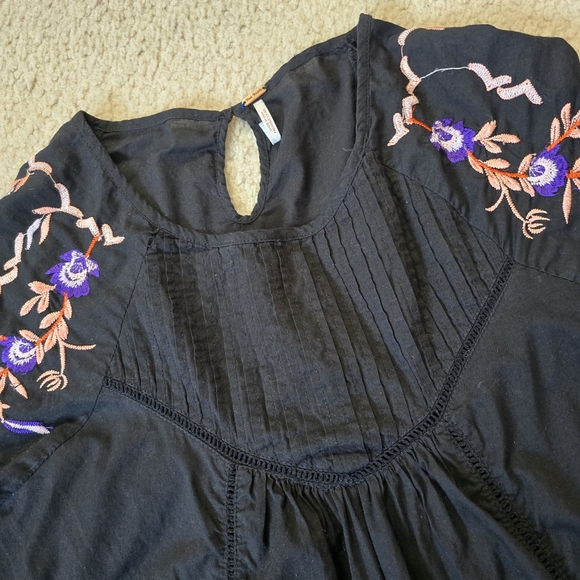 Free People Black Mini Dress with Purple Embroidery - Picture 6 of 16